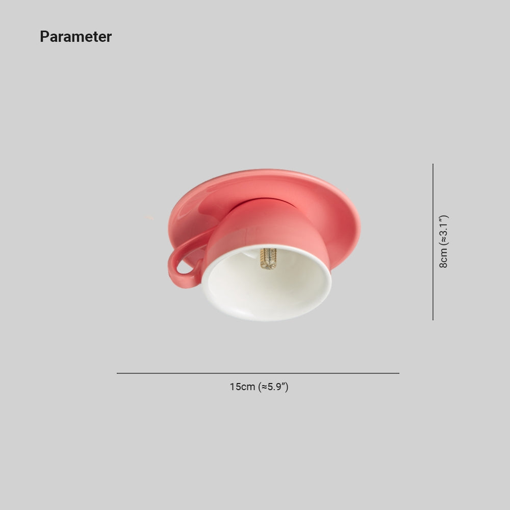 Valentin – Plafonnier moderne design tasse à café en céramique bleu rose jaune