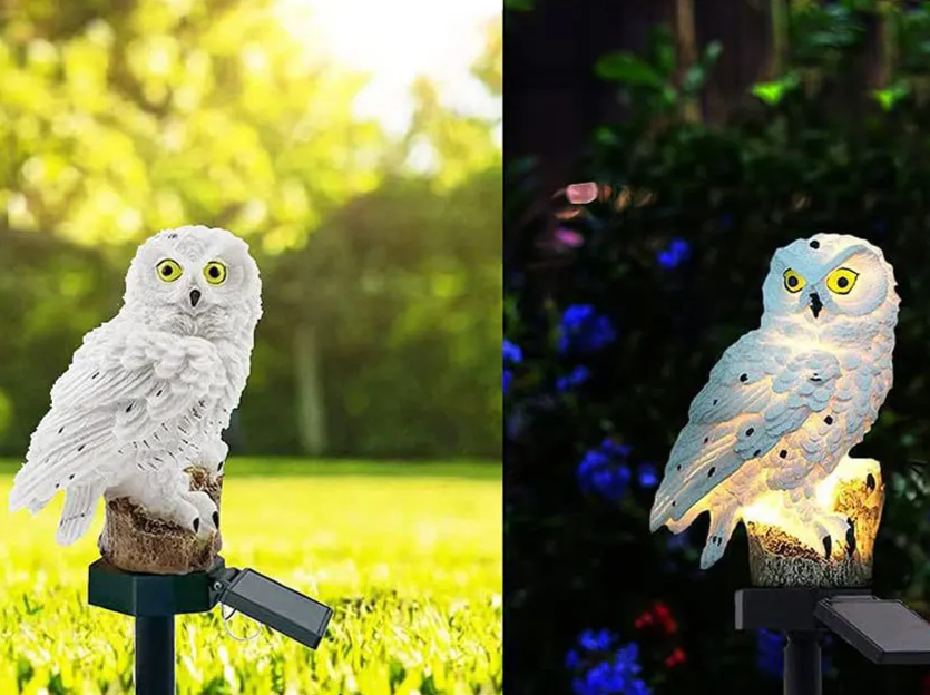 Lumiowlis - Lampada da giardino solare a forma di gufo