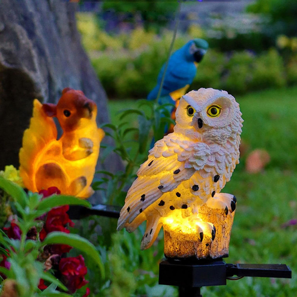 Lumiowlis - Lampada da giardino solare a forma di gufo