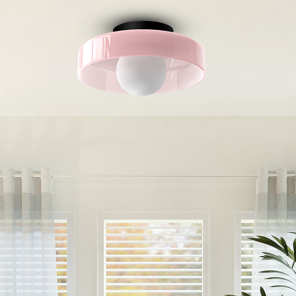 Levara - Lampada da soffitto rotonda moderna con paralume in vetro