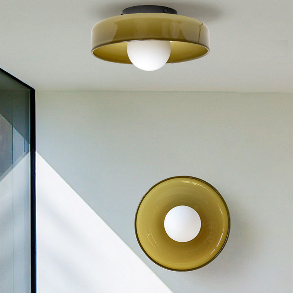 Levara - Lampada da soffitto rotonda moderna con paralume in vetro
