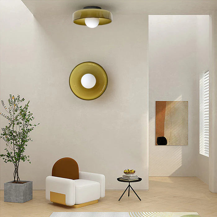 Levara - Lampada da soffitto rotonda moderna con paralume in vetro