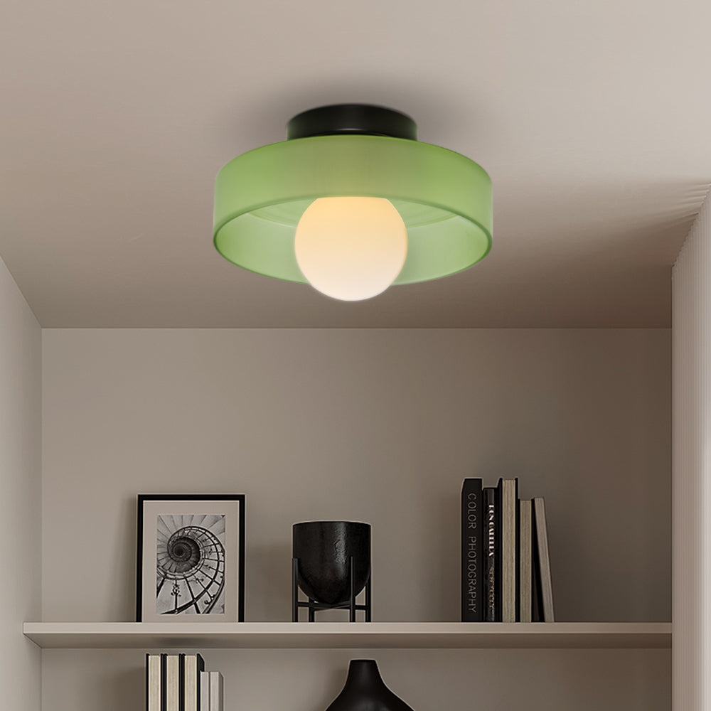 Levara - Lampada da soffitto rotonda moderna con paralume in vetro