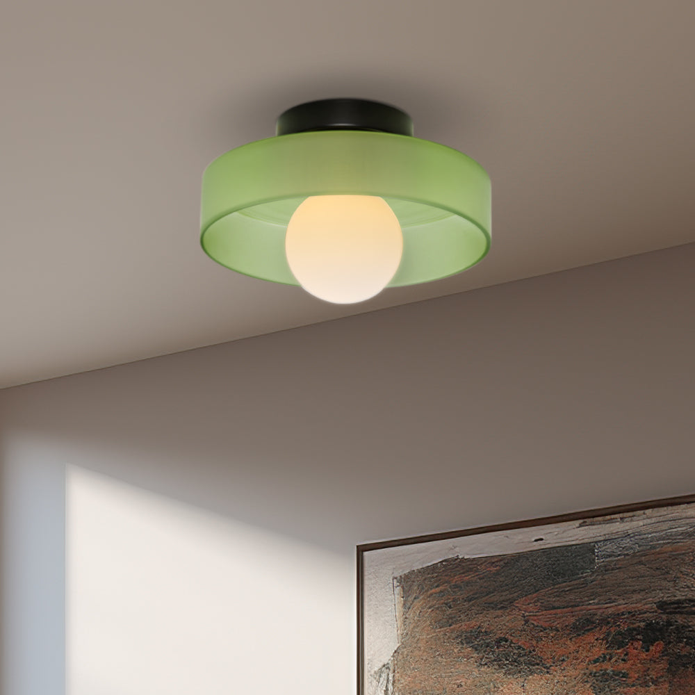 Levara - Lampada da soffitto rotonda moderna con paralume in vetro
