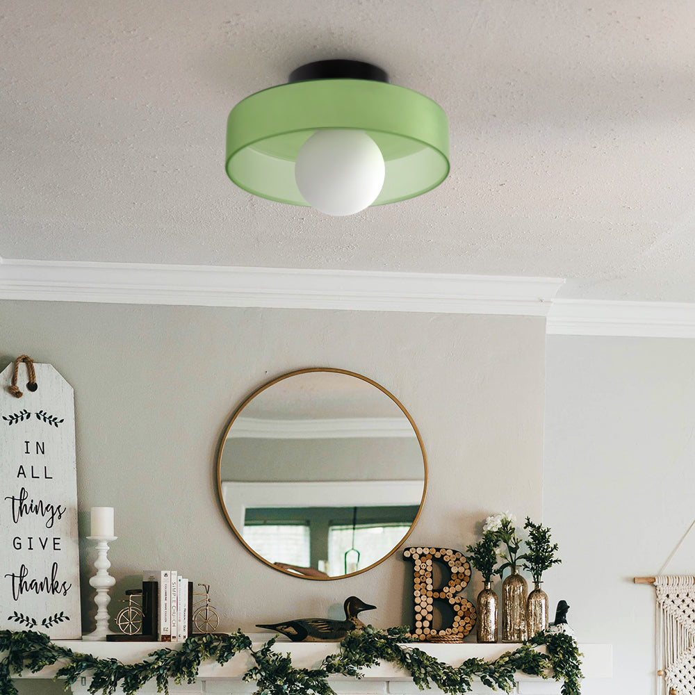 Levara - Lampada da soffitto rotonda moderna con paralume in vetro