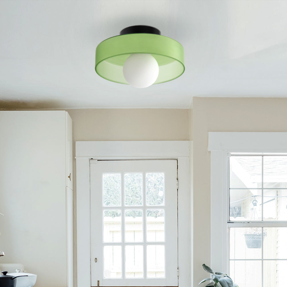Levara - Lampada da soffitto rotonda moderna con paralume in vetro