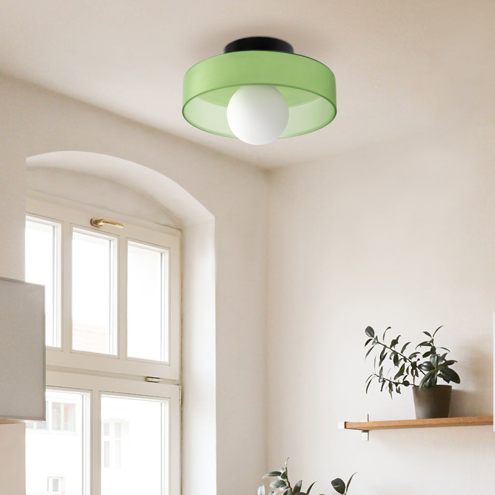 Levara - Lampada da soffitto rotonda moderna con paralume in vetro