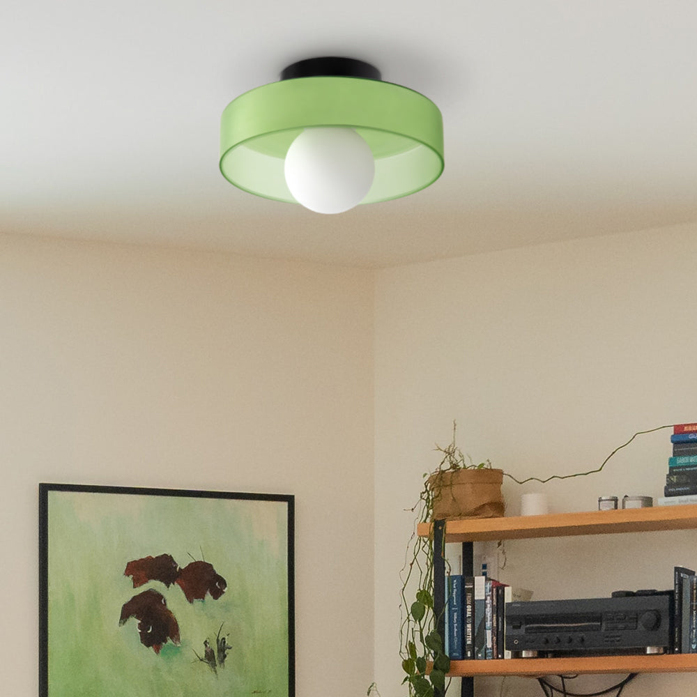 Levara - Lampada da soffitto rotonda moderna con paralume in vetro