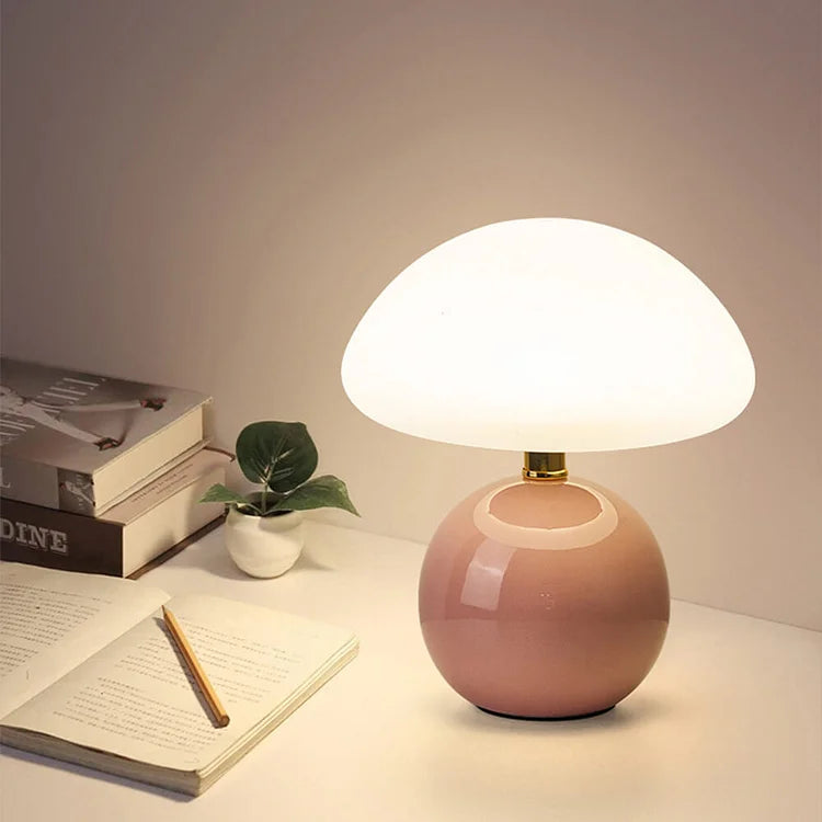 Murom - Lampe de table champignon avec base en céramique