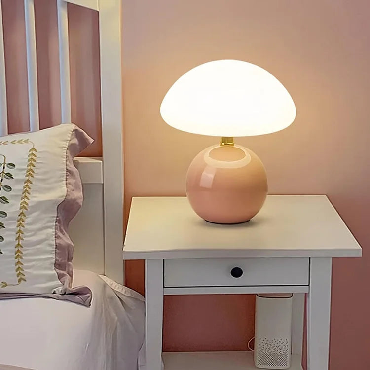 Murom - Lampe de table champignon avec base en céramique