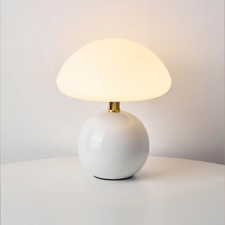 Murom - Lampe de table champignon avec base en céramique