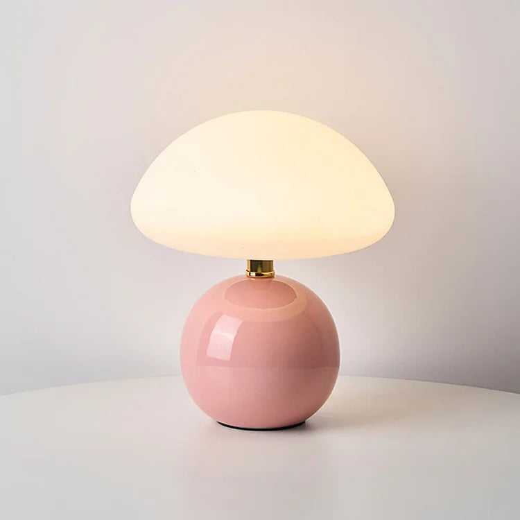 Murom - Lampe de table champignon avec base en céramique