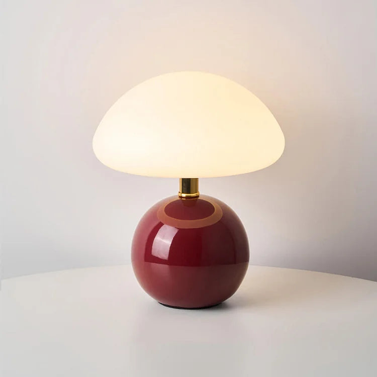 Murom - Lampe de table champignon avec base en céramique