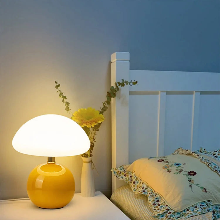 Murom - Lampe de table champignon avec base en céramique