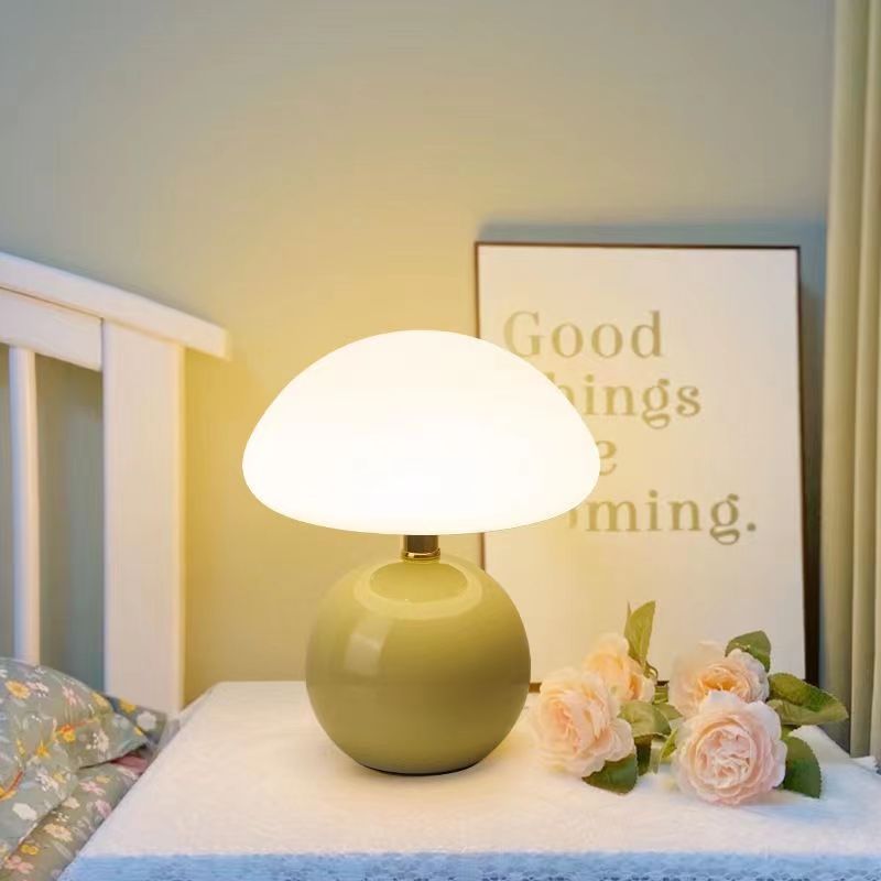 Murom - Lampe de table champignon avec base en céramique