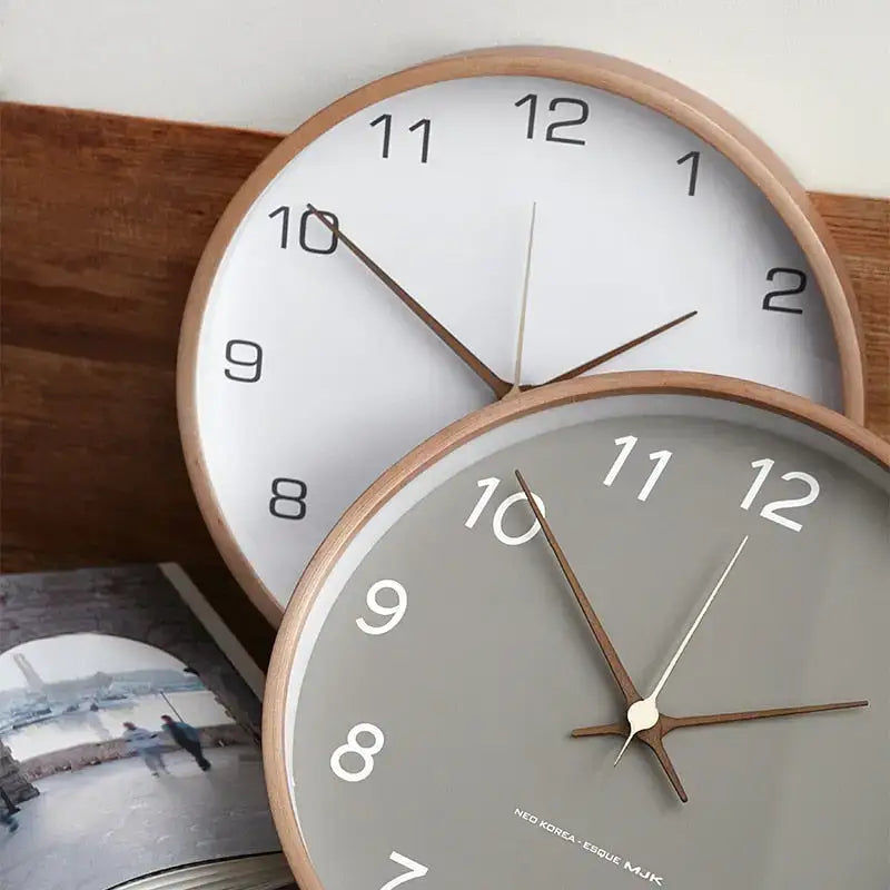 Scandinavian Round Wood Wall Clock Silent Non-Ticking - Image 3