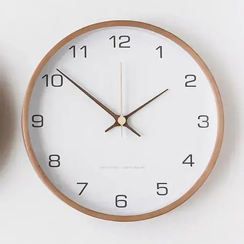 Scandinavian Round Wood Wall Clock Silent Non-Ticking - Image 5