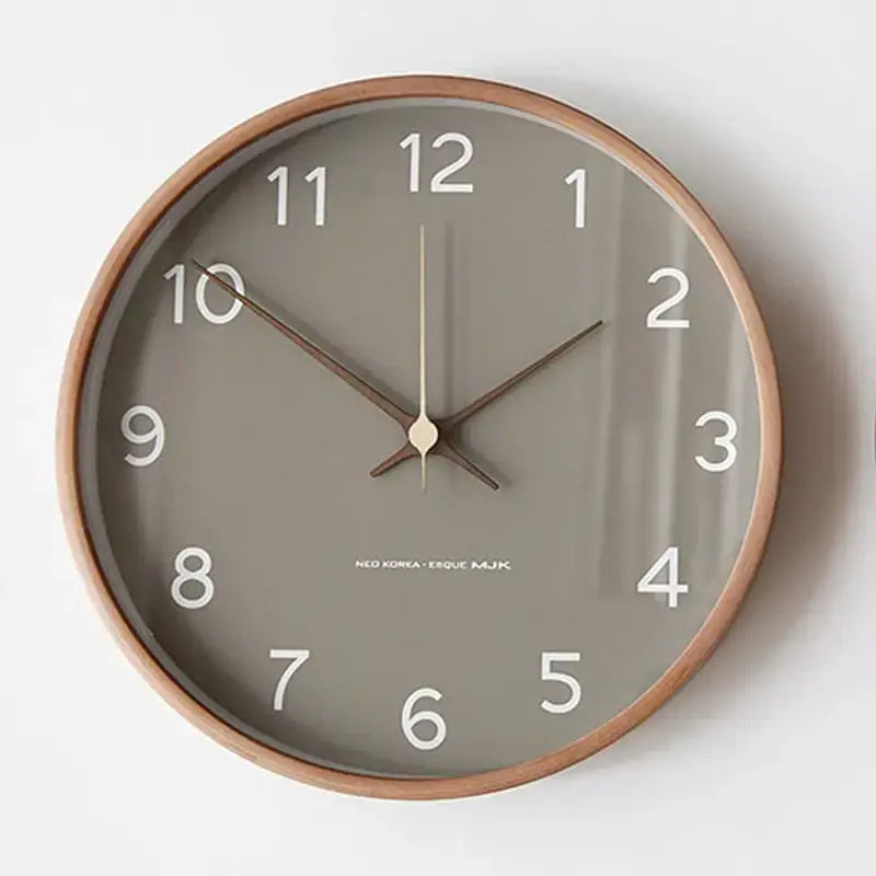 Scandinavian Round Wood Wall Clock Silent Non-Ticking