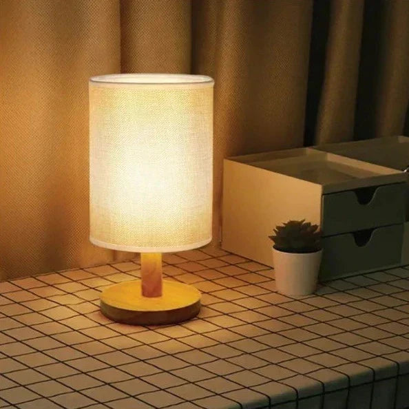Aivaro - Lampada in legno organico e lino con telecomando