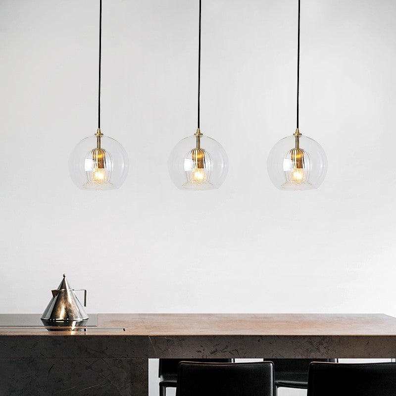 Hailenor - Lampada a sospensione in vetro trasparente ambra LED