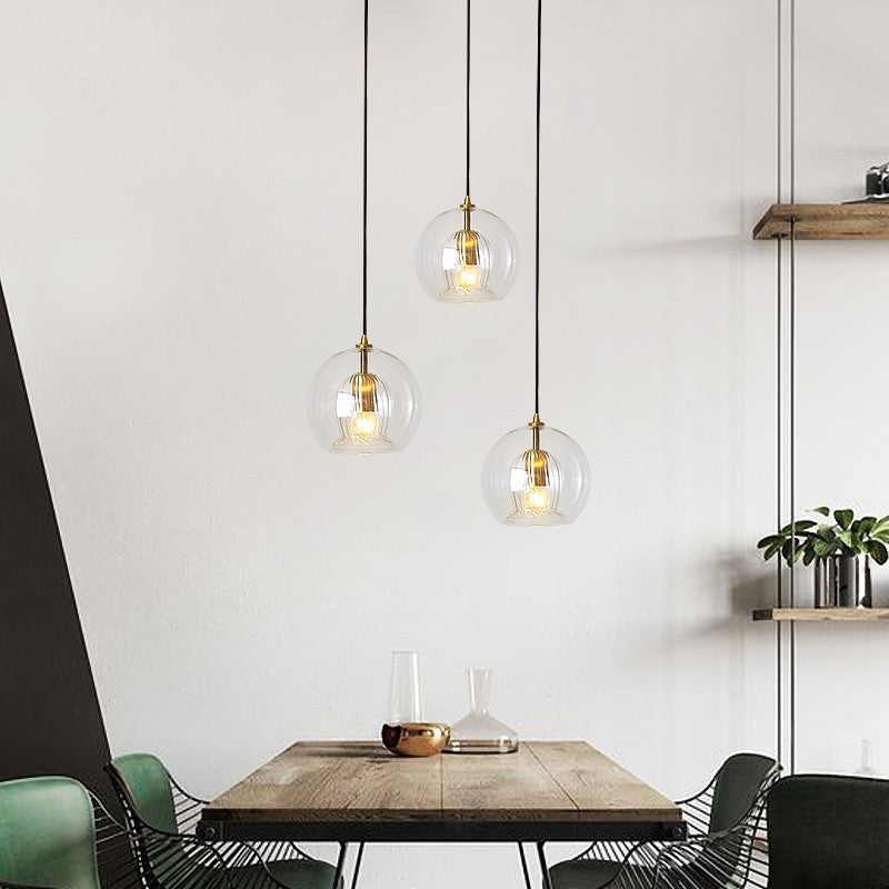 Hailenor - Lampada a sospensione in vetro trasparente ambra LED