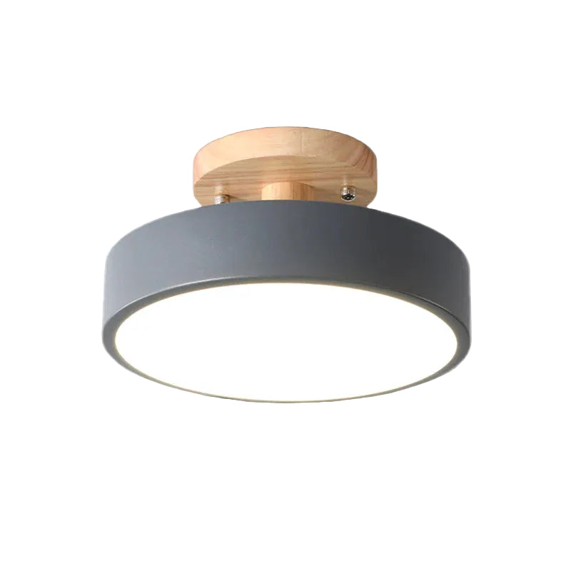 Aqiora – Lampada da soffitto LED circolare moderna con base in legno