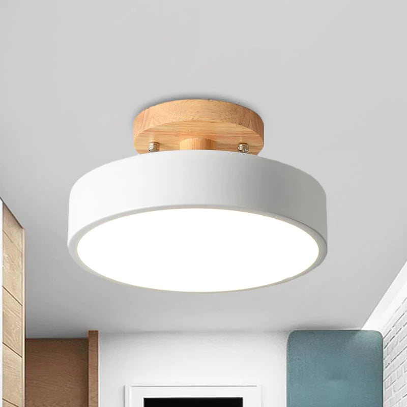 Aqiora – Lampada da soffitto LED circolare moderna con base in legno
