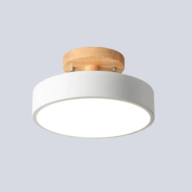 Aqiora – Lampada da soffitto LED circolare moderna con base in legno