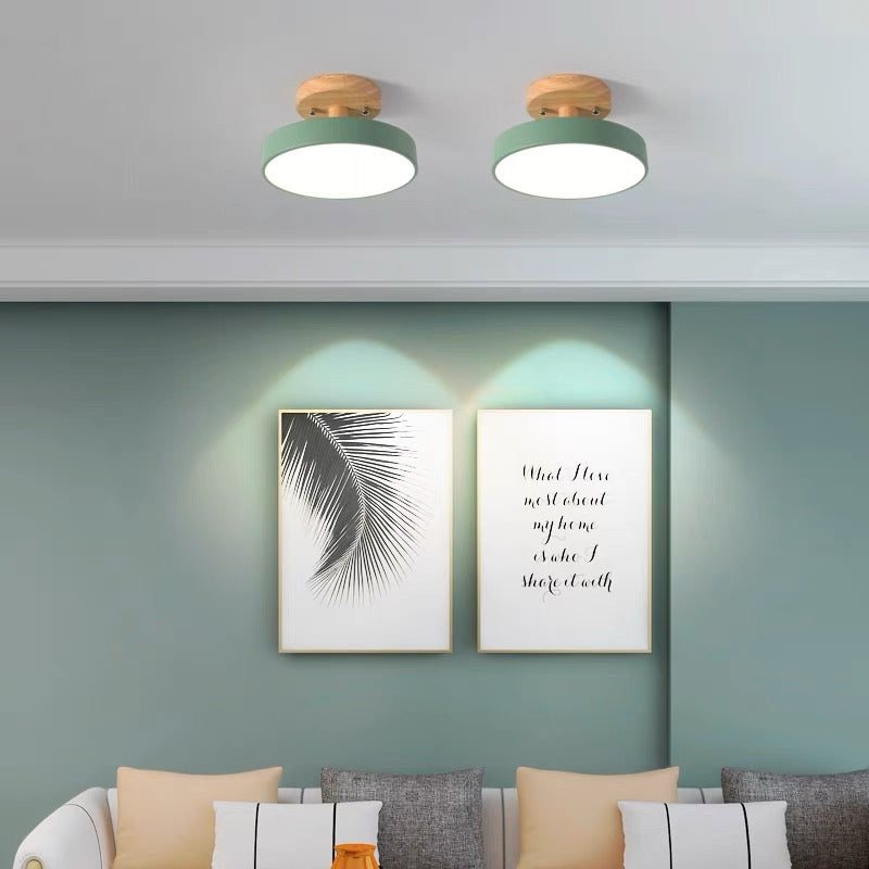 Aqiora – Lampada da soffitto LED circolare moderna con base in legno