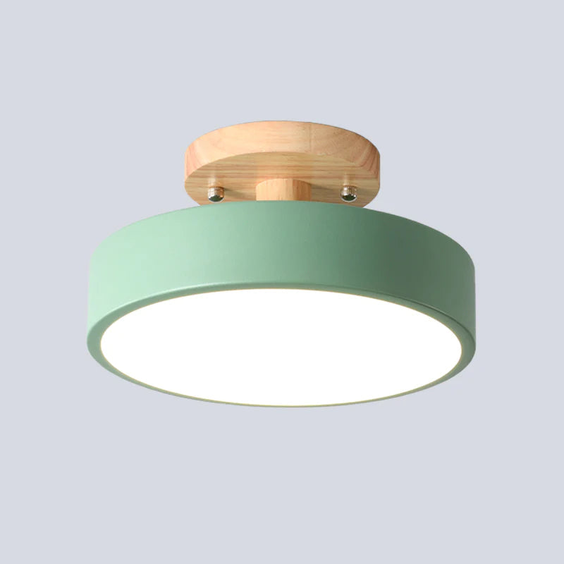 Aqiora – Lampada da soffitto LED circolare moderna con base in legno