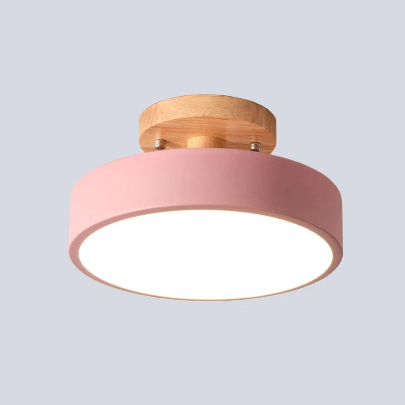 Aqiora – Lampada da soffitto LED circolare moderna con base in legno