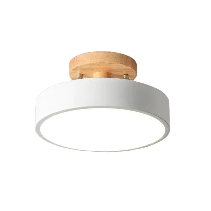 Aqiora – Lampada da soffitto LED circolare moderna con base in legno