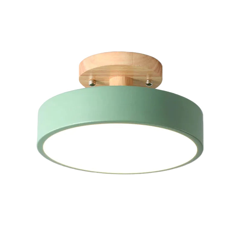 Aqiora – Lampada da soffitto LED circolare moderna con base in legno