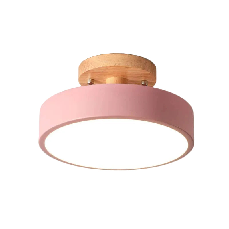 Aqiora – Lampada da soffitto LED circolare moderna con base in legno