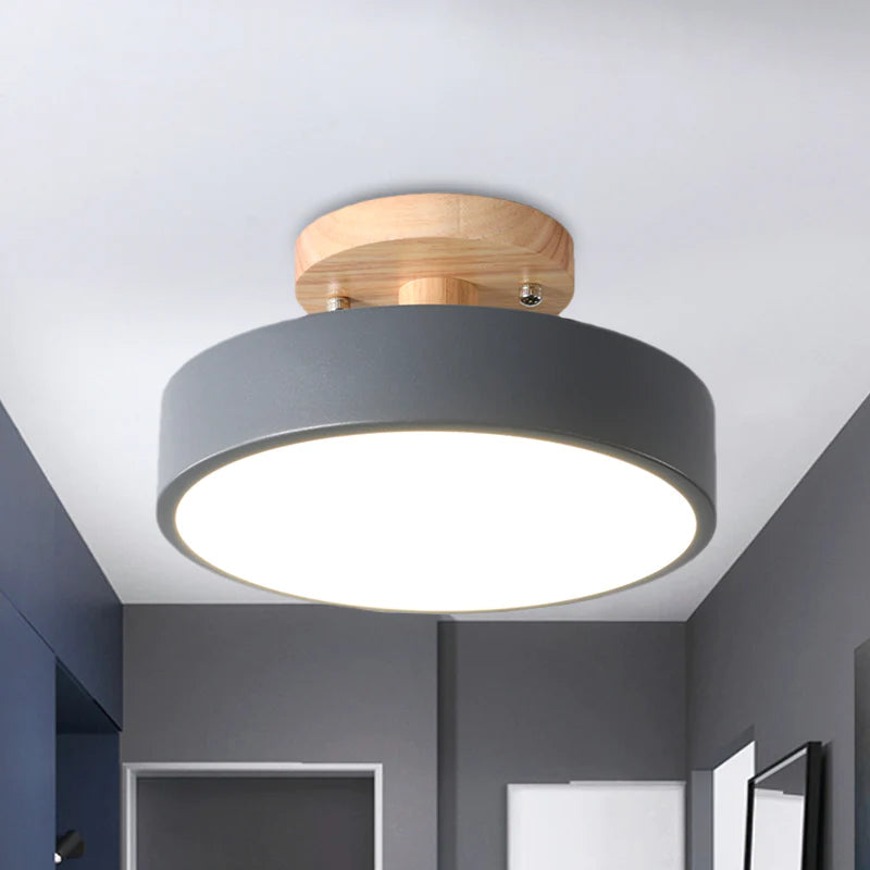 Aqiora – Lampada da soffitto LED circolare moderna con base in legno