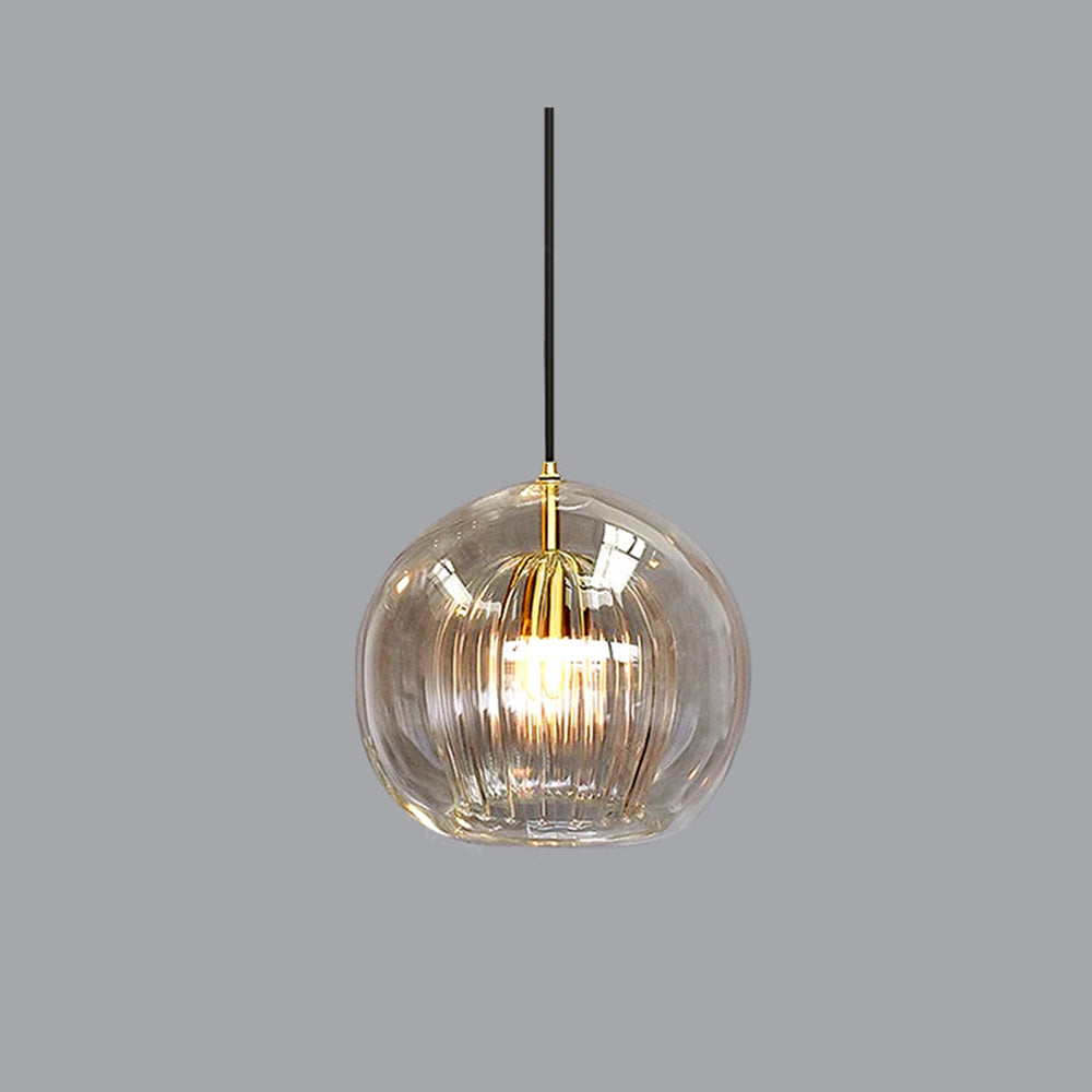 Hailenor - Lampada a sospensione in vetro trasparente ambra LED