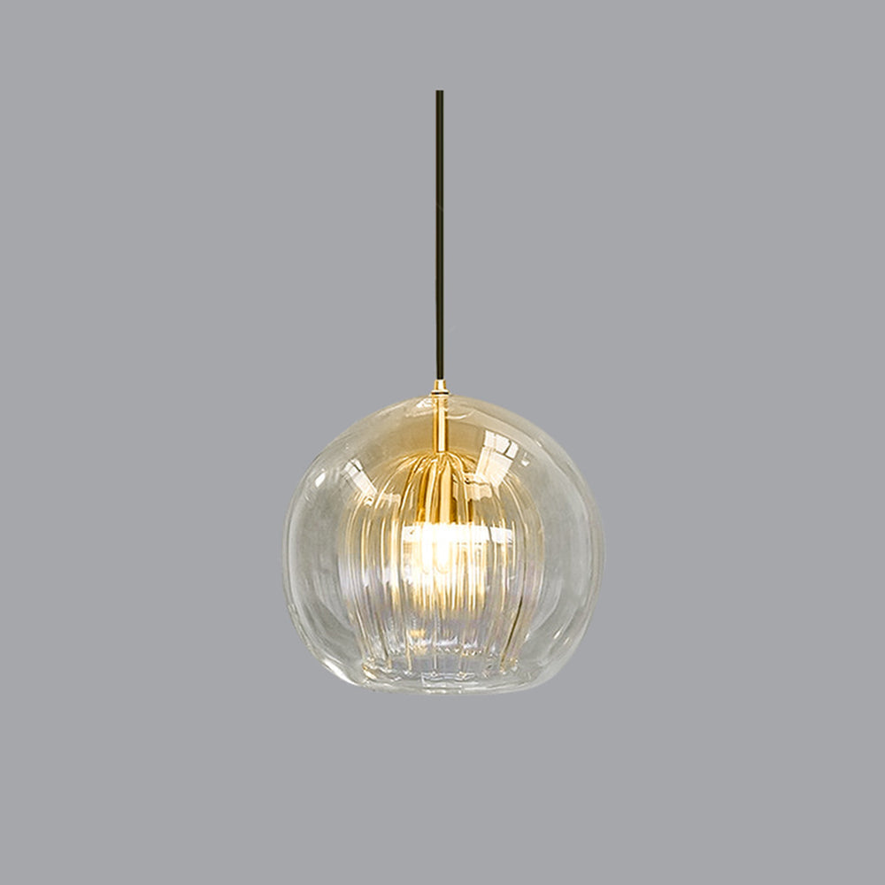 Hailenor - Lampada a sospensione in vetro trasparente ambra LED