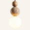 Travertine pendant lamp with opal glass shade