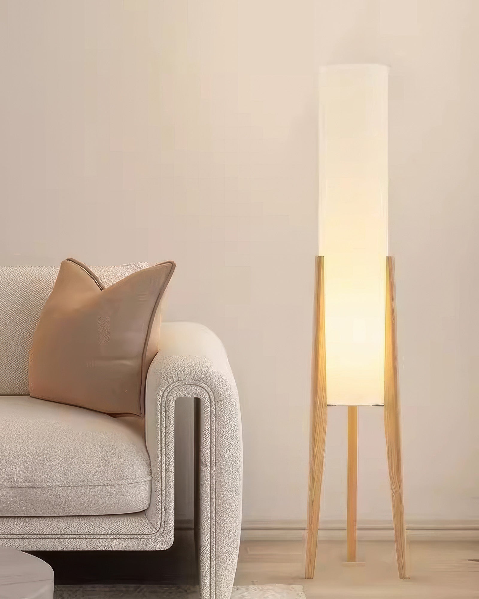 Orvane - Lampadaire en bois massif noyer