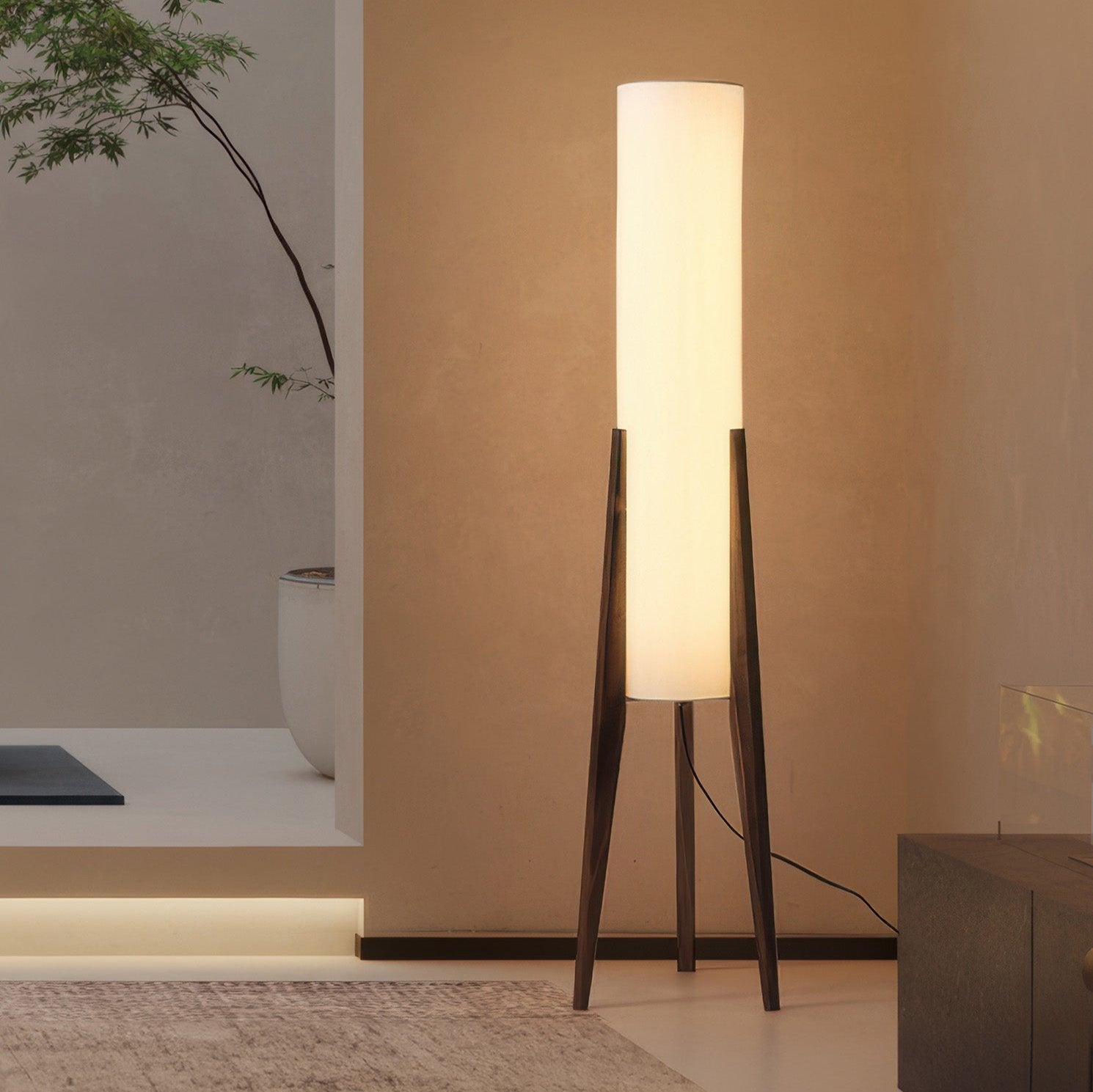Orvane - Lampadaire en bois massif noyer