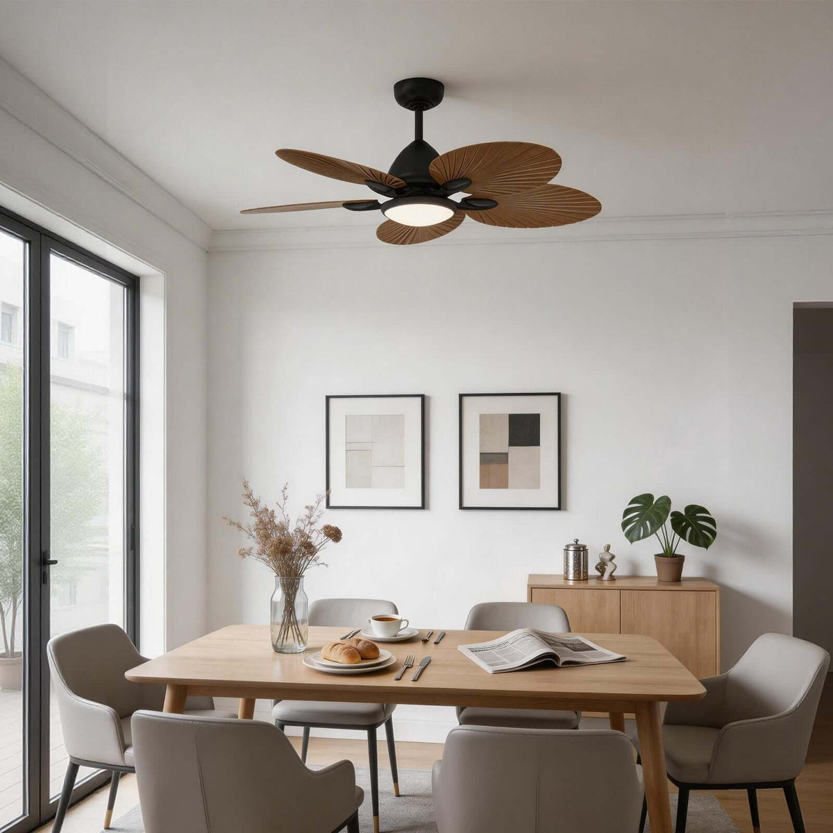 Flush Mount Ceiling Fan Lamp Built-in Light - Image 8