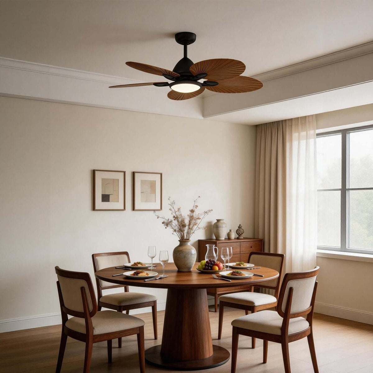 Flush Mount Ceiling Fan Lamp Built-in Light - Image 7