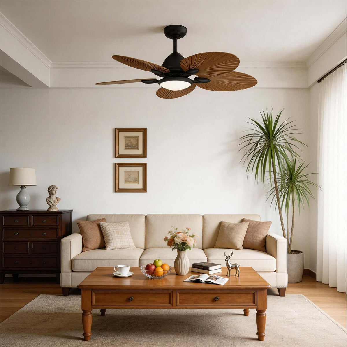 Flush Mount Ceiling Fan Lamp Built-in Light - Image 3
