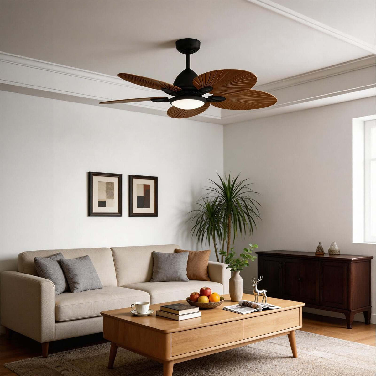 Flush Mount Ceiling Fan Lamp Built-in Light - Image 10