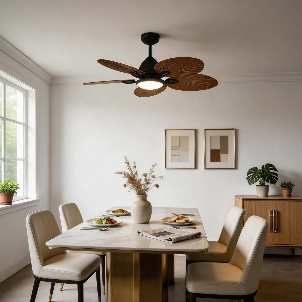 Flush Mount Ceiling Fan Lamp Built-in Light - Image 9