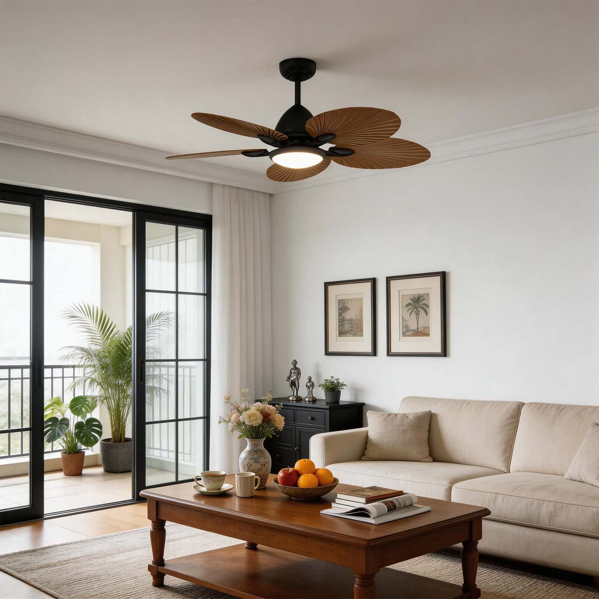 Flush Mount Ceiling Fan Lamp Built-in Light - Image 4