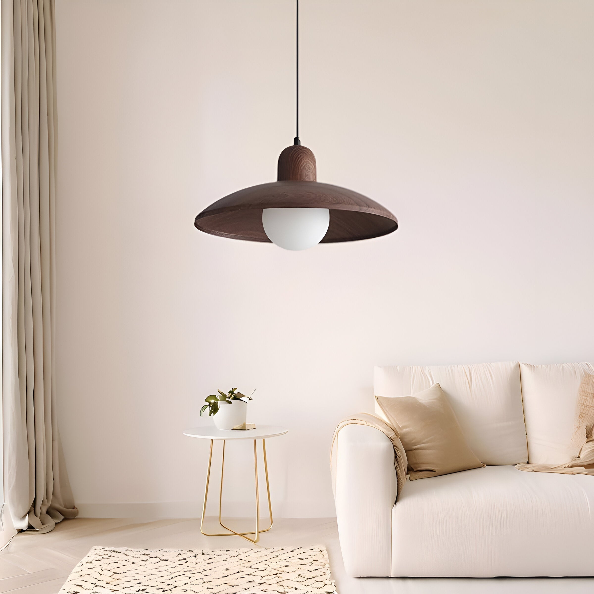 Browen - Lampada a sospensione a cupola in legno