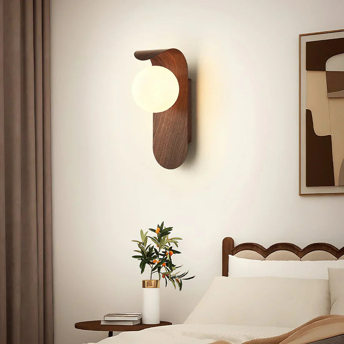 Naoren – Wood Effect Spherical LED Wall Light